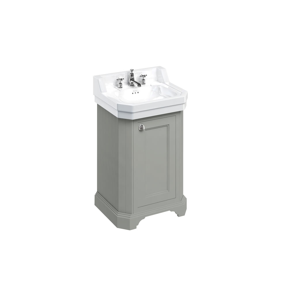 Edwardian 560mm basin and free-standing rectangular cloakroom vanity unit - Dark Olive